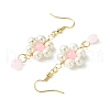 Shell Pearl with Glass Dangle Earring EJEW-JE05931-01-4