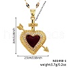Elegant Romantic Brass Pave Clear Cubic Zirconia Cupid Heart with Arrow Pendant Necklaces for Women SX4190-1-3