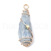 Electroplated Natural Quartz Crystal Dyed Copper Wire Wrapped Pendants PALLOY-JF02326-04-3
