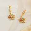 Elegant Brass Colorful Cubic Zirconia Flower Hoop Earrings WL8589-3
