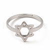 304 Stainless Steel Star of David Adjustable Ring for Women RJEW-B027-13P-2