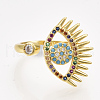 Brass Micro Pave Cubic Zirconia Cuff Rings RJEW-S044-052-2