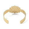 304 Stainless Steel Oval Leaf Open Cuff Bangles for Women BJEW-U002-09G-3