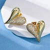 Heart Brass Micro Pave Clear Cubic Zirconia Stud Earrings EJEW-R025-10G-3