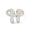 Brass Letter Open Cuff Rings for Women RJEW-G313-01N-P-2