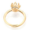Brass Micro Pave Clear Cubic Zirconia Adjustable Ring Settings KK-T076-18G-3