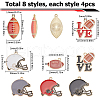 SUNNYCLUE 32Pcs 8 Styles Rugby Themed Alloy Enamel Pendants Sets ENAM-SC0005-15-2