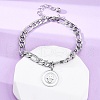 304 Stainless Steel Flat Round with Hamsa Hand Charm Bracelets BJEW-A036-13P-2