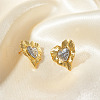 Elegant Vintage Two Tone Heart Brass Stud Earrings NR0767-5
