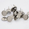 304 Stainless Steel Flat Round Stud Earring Settings STAS-N019-21-14mm-2