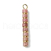 Natural Rhodonite & Electroplated Synthetic Non-magnetic Hematite Heishi Beaded Pendants PALLOY-JF03292-07-1