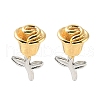 Two Tone Flower Brass Stud Earrings EJEW-C145-02PG-1