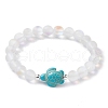 3Pcs Beach Dolphin & Turtle & Starfish Dyed Synthetic Turquoise Bead Bracelets BJEW-JB10252-3