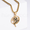 Vintage Stainless Steel Snake Wrapped Pentagram Pendant Punk Necklaces ZI6457-3-1