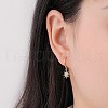 925 Sterling Silver Micro Pave Cubic Zirconia Dangle Hoop Earrings FR6737-2-2