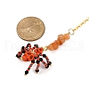 Halloween Theme Spider & Skull Dyed Synthetic Turquoise & Glass Seed Beads Pendant Decorations HJEW-MZ00282-04-3