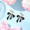 Bowknot Alloy Enamel Dangle Stud Earrings EJEW-JE06448-01-1