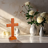 Pine Wood Cross Display Decorations AJEW-WH0083-30B-5