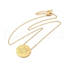 304 Stainless Steel Flat Round Pandant Necklace for Women NJEW-O126-01G-03-1