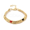 Brass Enamel Heart Links Bracelets for Women BJEW-B125-07G-4