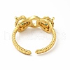 Cubic Zirconia Double Leopard Open Cuff Ring RJEW-A008-04G-2