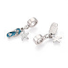 Alloy Crystal Rhinestone & Steel Blue Enamel European Dangle Charms FIND-N009-19P-2