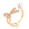 Brass Micro Pave Clear Cubic Zirconia Cuff Ring Settings KK-T076-11G-5