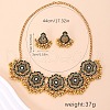 Flower Alloy Rhinestone Pendant Necklaces & Stud Earrings Sets FS-WGA9B77-01-4