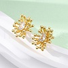 Flower Brass Clear Cubic Zirconia Stud Earrings EJEW-R025-22G-3