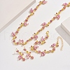 Flower Alloy Rhinestone Link Chain Necklaces & Bracelets & Stud Dangle Earrings Sets FS-WG778CB-01-4
