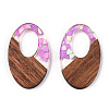 Transparent Resin & Walnut Wood Pendants RESI-N039-62A-3