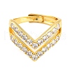 Brass Crown Adjustable Ring with Clear Cubic Zirconia RJEW-Q781-02G-2
