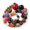 Natural Mixed Stone & Glass Round Beads Strands G-C188-01-2