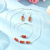 Column Natural Carnelian Beaded Necklace & Bracelet & Dangle Earring Sets SJEW-JS01330-1