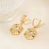Elegant Hexagon Brass Clear Cubic Zirconia Hoop Earrings MI6805-5