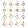 Unicraftale 16Pcs 4 Style 304 Stainless Steel Rhinestone Charms STAS-UN0055-94-1