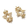 Brass Micro Pave Clear Cubic Zirconia Links Connectors ZIRC-C020-17G-2