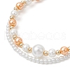 Glass Pearl Round Beaded Multi-strand Bracelets BJEW-JB11918-02-3
