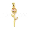 Rose Flower for Valentine's Day Real 18K Gold Plated Rack Plating Brass Micro Pave Cubic Zirconia Pendants KK-R153-01D-G-1