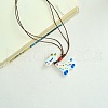 Porcelain Pendant Adjustable Imitation Leather Cord Necklaces for Women FS-WGE6687-06-1