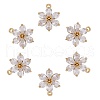 6 Pieces Flower Clear Cubic Zirconia Charm Pendant Brass Flower Charm Long-Lasting Plated Pendant for Jewelry Necklace Bracelet Earring Making Crafts JX406A-1
