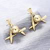 Triangle with Round Brass Stud Earrings EJEW-R025-06G-2