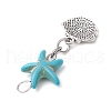 Starfish/Sea Stars Dyed Synthetic Turquoise & Alloy Shell Shape Pendants PALLOY-JF03957-01-2