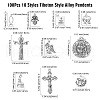 100Pcs 10 Styles Tibetan Style Alloy Pendants TIBEP-CJ0003-52-2