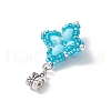 Dyed Synthetic Imperial Jasper & Glass Seed Beaded Star European Dangle Charms PALLOY-MZ00693-01-4