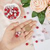 HOBBIESAY 90Pcs 3 Colors Valentine's Day Theme Polymer Clay Rhinestone Round Beads RB-HY0001-02-3