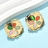 304 Stainless Steel Cat Eye Flower Pendant Necklaces & Stud Earrings Sets for Women SJEW-B020-04G-3