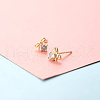 Brass Micro Pave Clear Cubic Zirconia Stud Earrings FS-WGE47D1-11-1