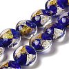 Handmade Gold Foil and Silver Foil Lampwork Flat Round Beads FOIL-C001-02I-1