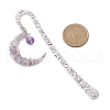 Natural Green Aventurine & Rose Quartz & Tiger Eye & Amethyst & Carnelian Chip & Moon Bookmarks AJEW-JK00343-3